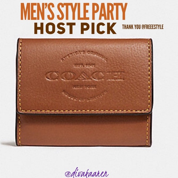 COACH Men’s Coin Case Natural Brown Leather Wallet - Picture 2 of 7